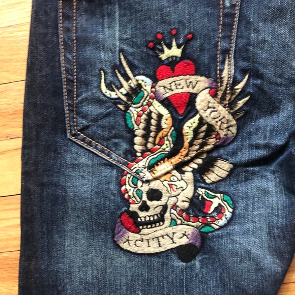 Ed Hardy by Christian Audigier Patch Jeans 31 - Picture 2 of 8